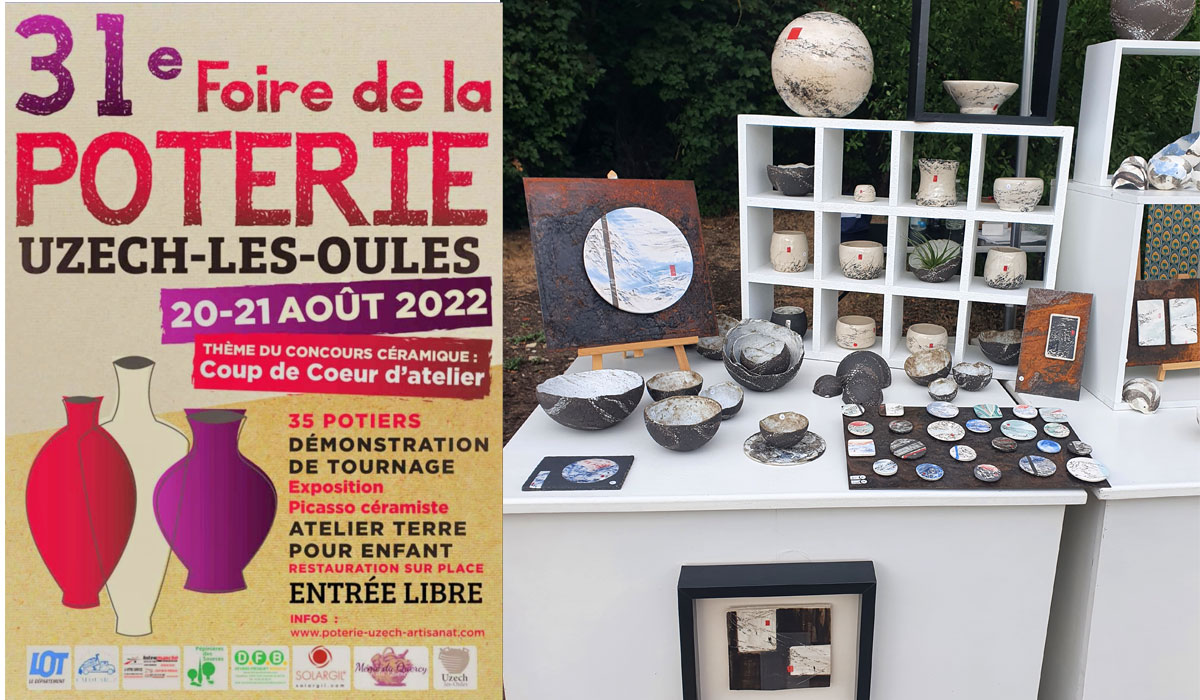 Foire de la poterie à Uzech les Oules, 20-21 août 2022 stand de Céline Gauthier Céramique